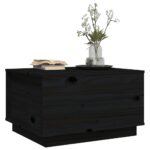 Table basse Noir 60x50x35 cm Bois massif de pin – Image 2