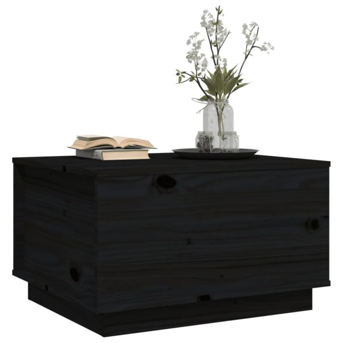 Table basse Noir 60x50x35 cm Bois massif de pin – Image 2