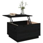 Table basse Noir 60x50x35 cm Bois massif de pin – Image 3