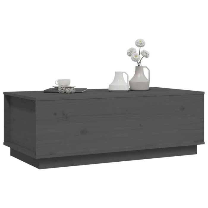Table basse Gris 100x50x35 cm Bois massif de pin – Image 2