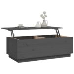Table basse Gris 100x50x35 cm Bois massif de pin – Image 3