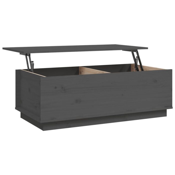 Table basse Gris 100x50x35 cm Bois massif de pin – Image 6