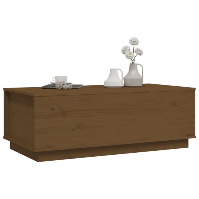 Table basse Marron miel 100x50x35 cm Bois massif de pin – Image 2