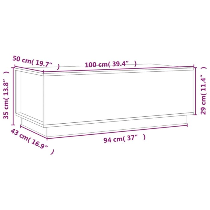 Table basse Marron miel 100x50x35 cm Bois massif de pin – Image 8