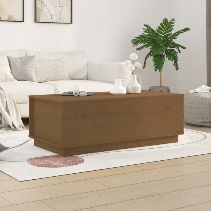 Table basse Marron miel 100x50x35 cm Bois massif de pin – Image 1