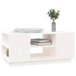 Table basse Blanc 90x49x40,5 cm Bois massif de pin – Image 2