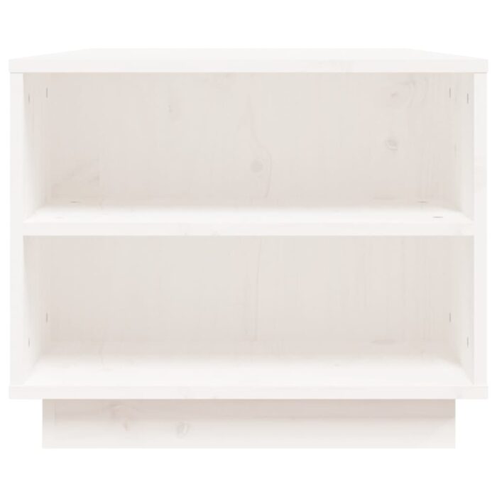 Table basse Blanc 90x49x40,5 cm Bois massif de pin – Image 4