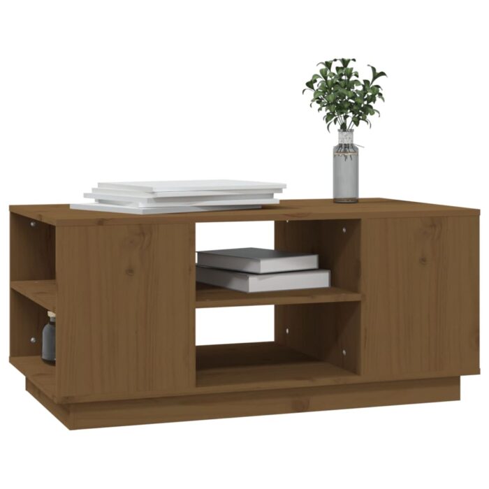 Table basse Marron miel 90x49x40,5 cm Bois massif de pin – Image 2
