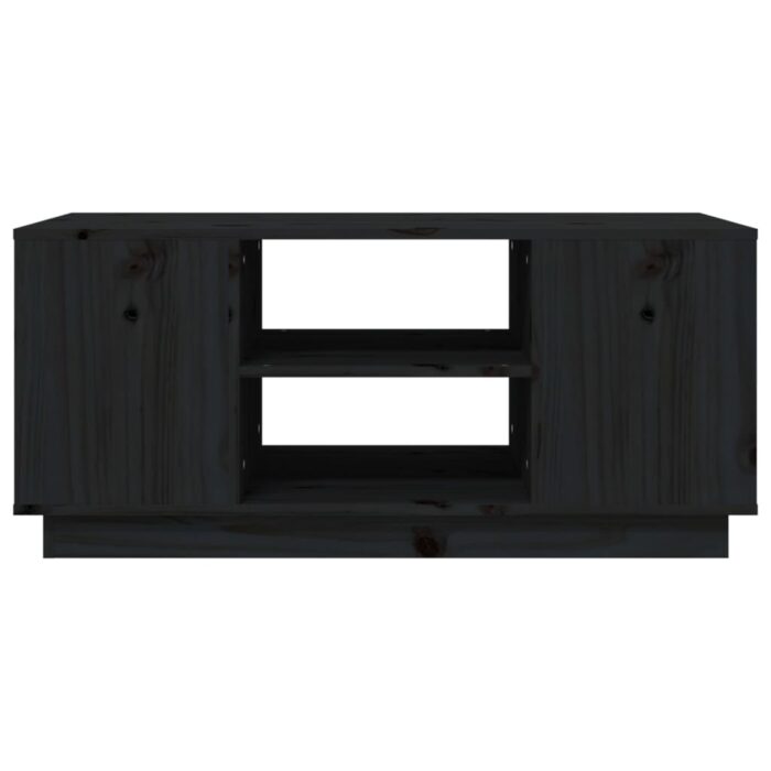 Table basse Noir 90x49x40,5 cm Bois massif de pin – Image 3