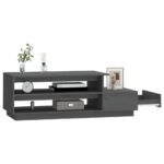 Table basse Gris 120x50x40,5 cm Bois massif de pin – Image 2