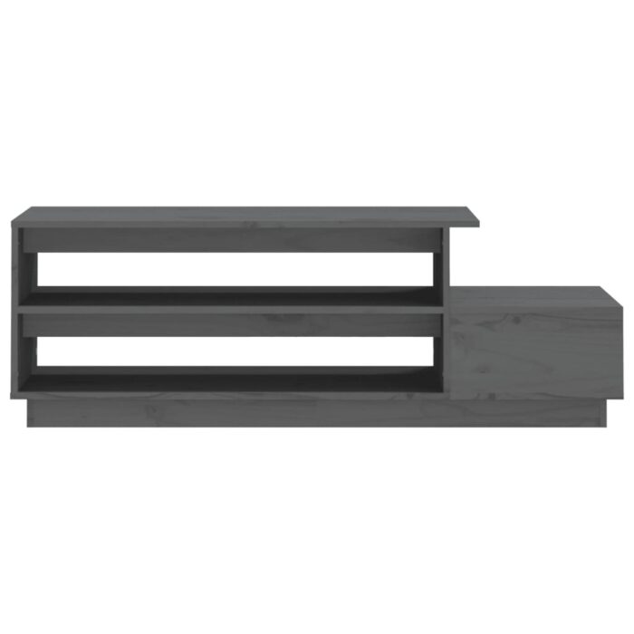 Table basse Gris 120x50x40,5 cm Bois massif de pin – Image 3