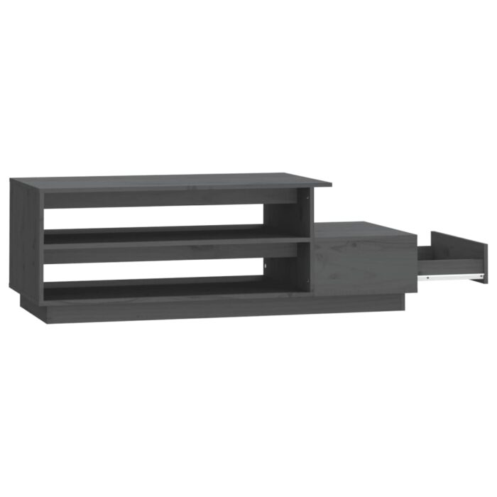 Table basse Gris 120x50x40,5 cm Bois massif de pin – Image 4