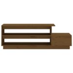 Table basse Marron miel 120x50x40,5 cm Bois massif de pin – Image 3