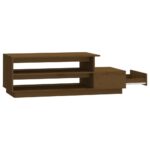 Table basse Marron miel 120x50x40,5 cm Bois massif de pin – Image 4