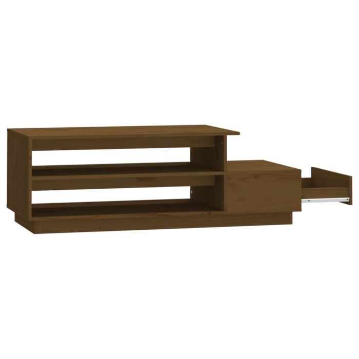 Table basse Marron miel 120x50x40,5 cm Bois massif de pin – Image 4