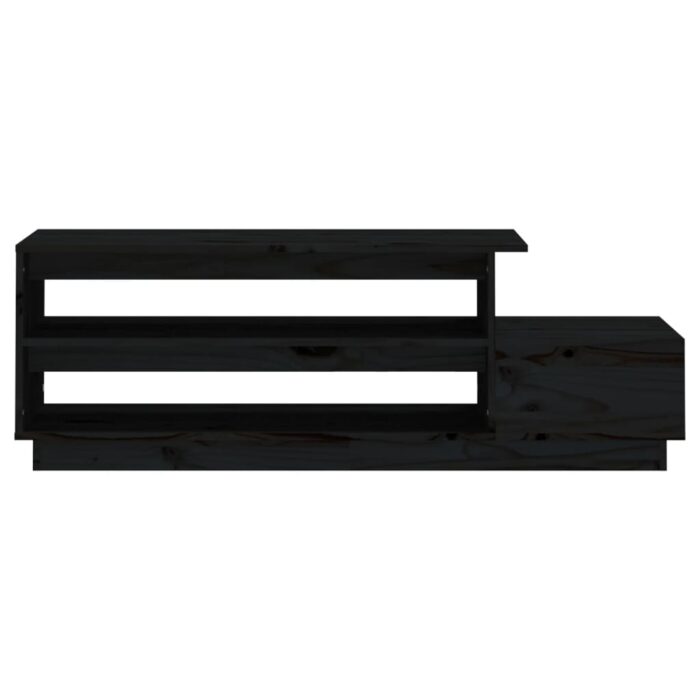 Table basse Noir 120x50x40,5 cm Bois massif de pin – Image 3