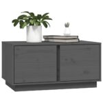 Table basse Gris 80x50x40 cm Bois massif de pin – Image 2
