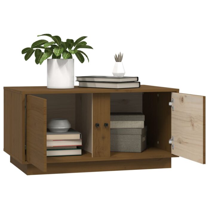 Table basse Marron miel 80x50x40 cm Bois massif de pin – Image 3