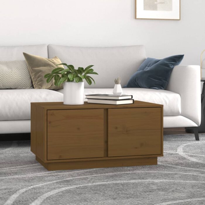Table basse Marron miel 80x50x40 cm Bois massif de pin – Image 1