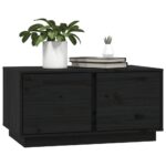 Table basse Noir 80x50x40 cm Bois massif de pin – Image 2