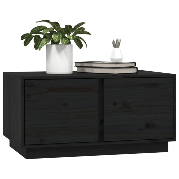 Table basse Noir 80x50x40 cm Bois massif de pin – Image 2