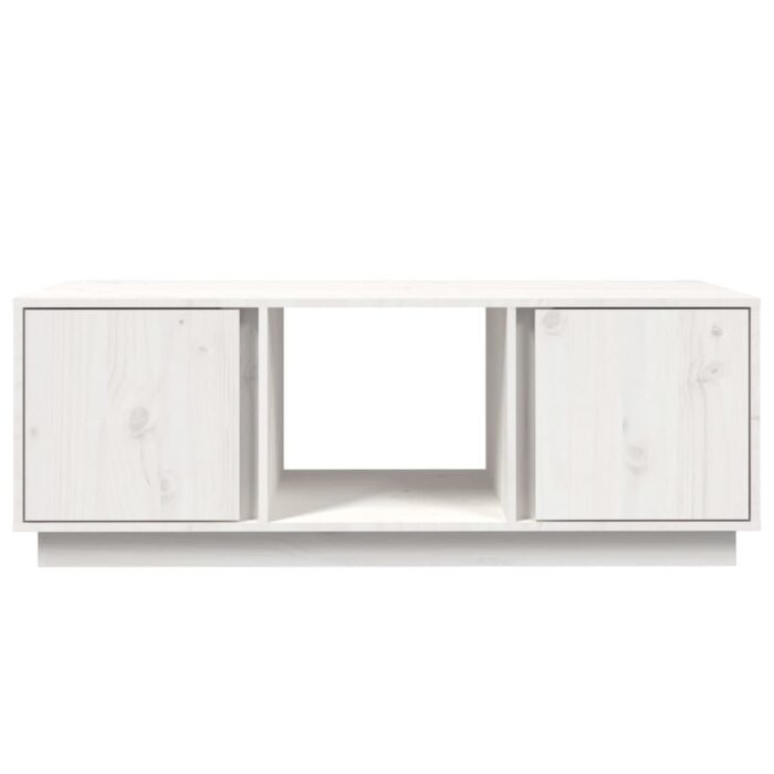 Table basse Blanc 110x50x40 cm Bois massif de pin – Image 3