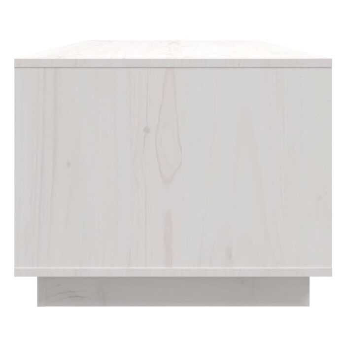Table basse Blanc 110x50x40 cm Bois massif de pin – Image 5