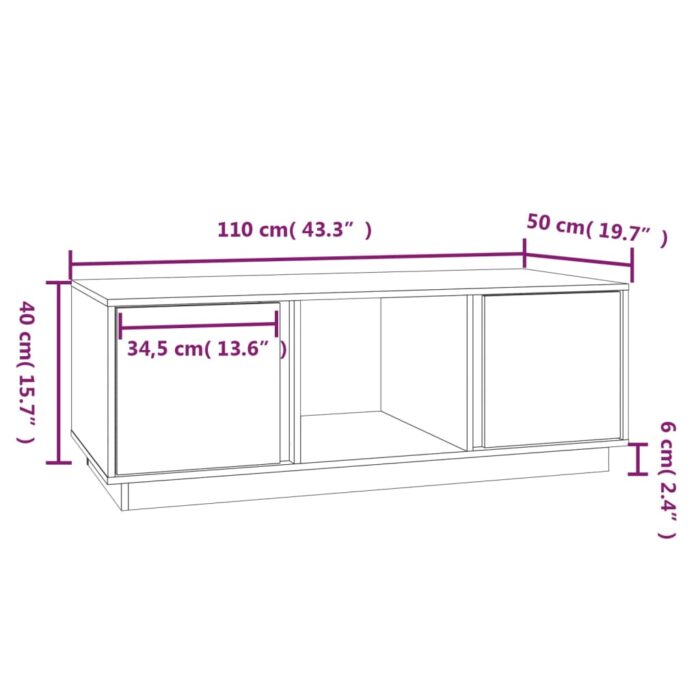 Table basse Marron miel 110x50x40 cm Bois massif de pin – Image 7