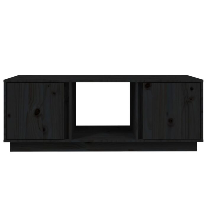 Table basse Noir 110x50x40 cm Bois massif de pin – Image 3