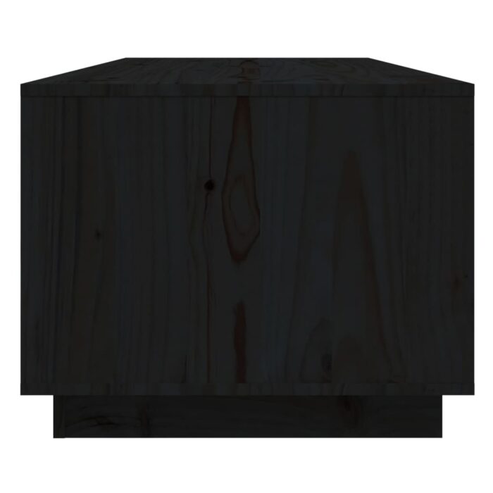 Table basse Noir 110x50x40 cm Bois massif de pin – Image 5