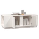 Table basse Blanc 110x50x40 cm Bois massif de pin – Image 2