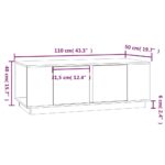 Table basse Blanc 110x50x40 cm Bois massif de pin – Image 7