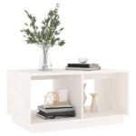 Table basse Blanc 80x50x40 cm Bois massif de pin – Image 2