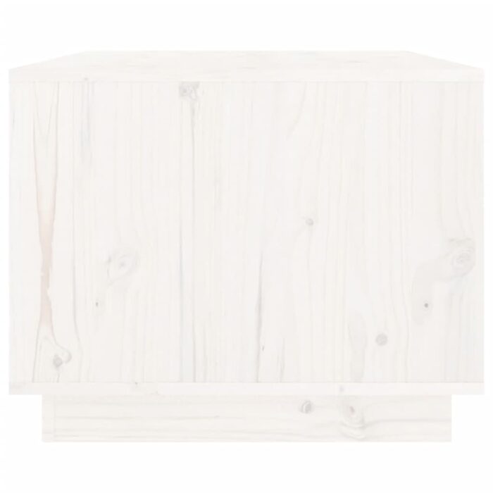 Table basse Blanc 80x50x40 cm Bois massif de pin – Image 4