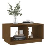 Table basse Marron miel 80x50x40 cm Bois massif de pin – Image 2