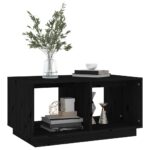 Table basse Noir 80x50x40 cm Bois massif de pin – Image 2