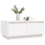 Table basse Blanc 80x50x35 cm Bois massif de pin – Image 2