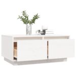 Table basse Blanc 80x50x35 cm Bois massif de pin – Image 3