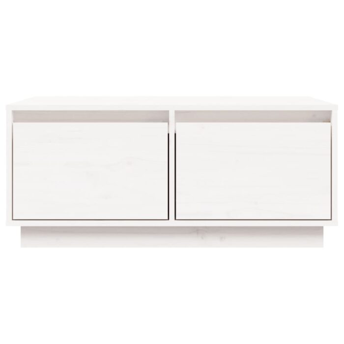 Table basse Blanc 80x50x35 cm Bois massif de pin – Image 4