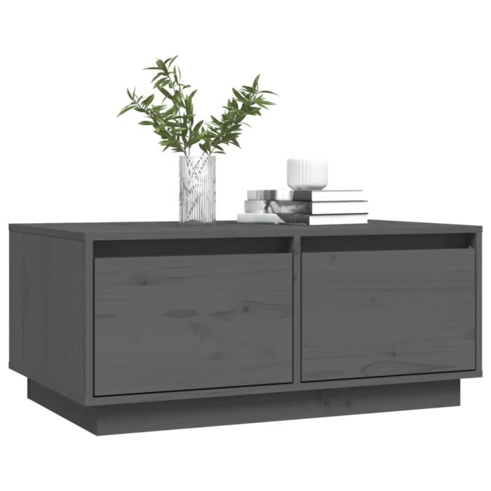 Table basse Gris 80x50x35 cm Bois massif de pin – Image 2