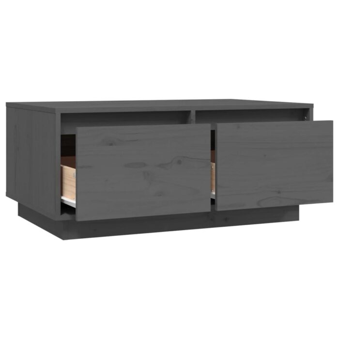 Table basse Gris 80x50x35 cm Bois massif de pin – Image 6