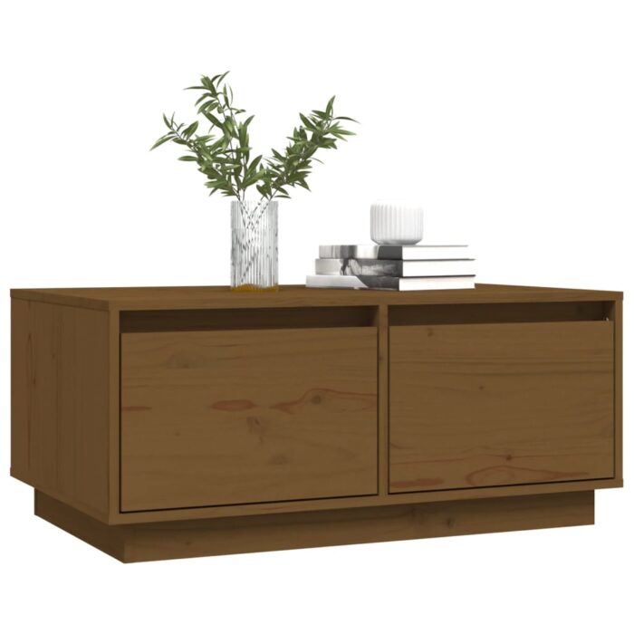 Table basse Marron miel 80x50x35 cm Bois massif de pin – Image 2