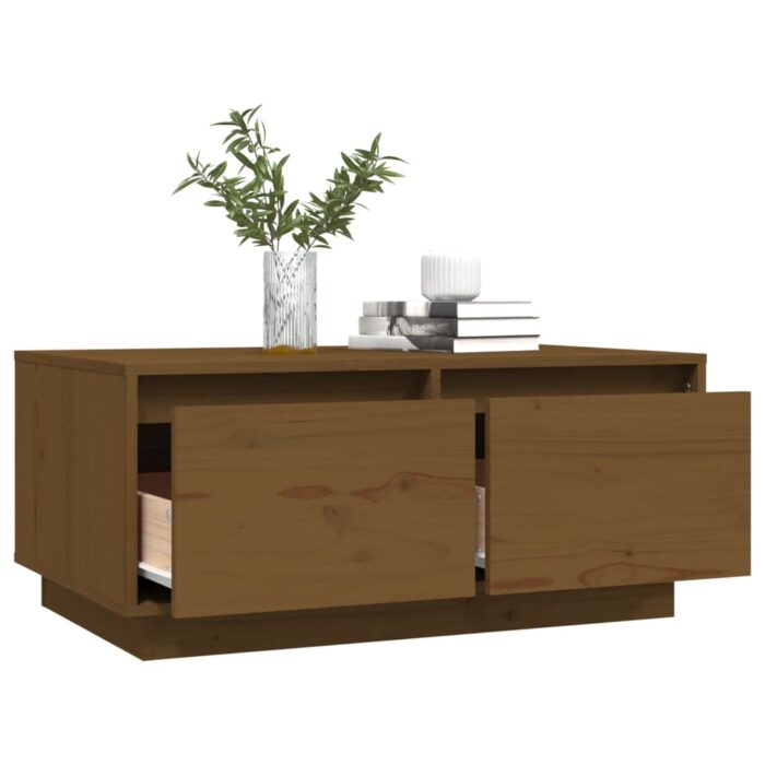 Table basse Marron miel 80x50x35 cm Bois massif de pin – Image 3