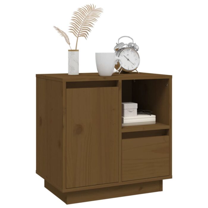 Table de chevet Marron miel 50x34x50 cm Bois de pin massif – Image 2