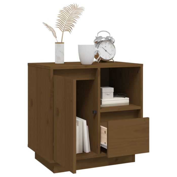 Table de chevet Marron miel 50x34x50 cm Bois de pin massif – Image 3