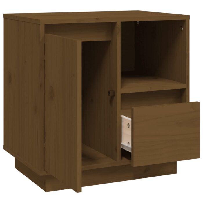 Table de chevet Marron miel 50x34x50 cm Bois de pin massif – Image 6