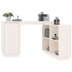 Bureau Blanc 110x50x75 cm Bois massif de pin – Image 2