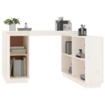 Bureau Blanc 110x50x75 cm Bois massif de pin – Image 3