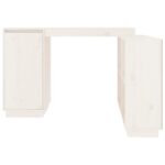 Bureau Blanc 110x50x75 cm Bois massif de pin – Image 4