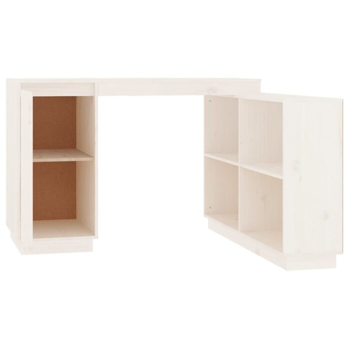 Bureau Blanc 110x50x75 cm Bois massif de pin – Image 5